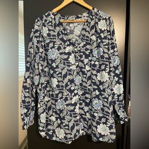 Floral Navy Blouse - Old Navy Women’s Size XL